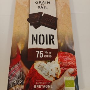 Tablette de chocolat Noir 75% cacao – 100G