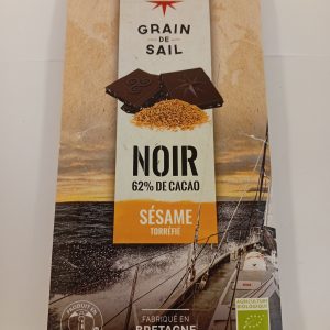 Tablette de chocolat noir et sésame torréfié – 100G